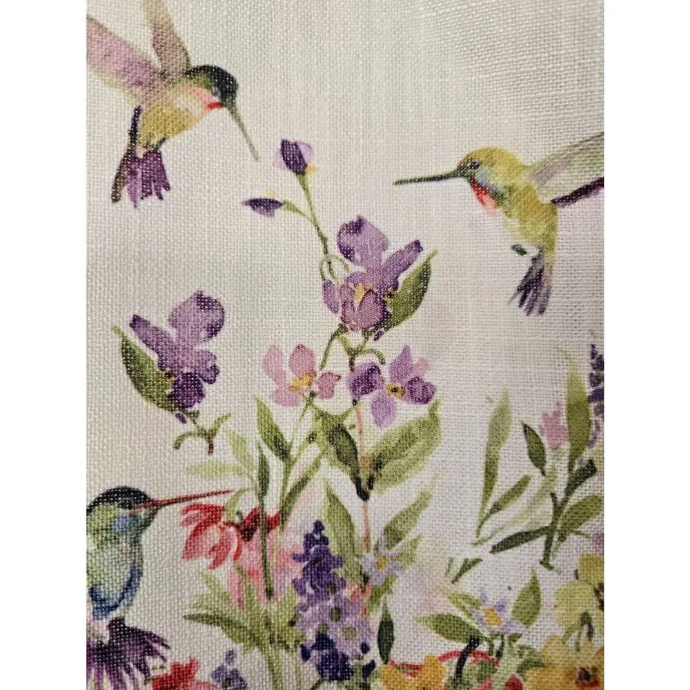 Hummingbird Floral Kitchen Tea Towels - White Set Of Two